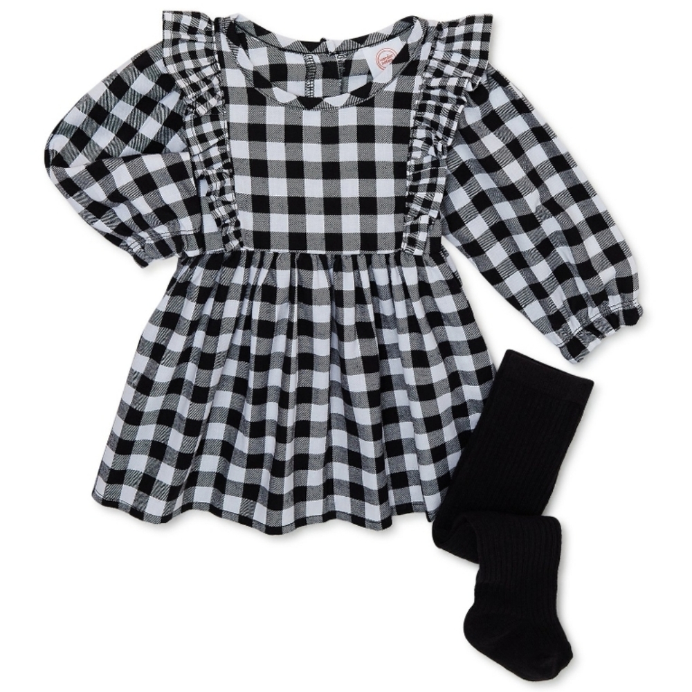 Plaid dress with tights